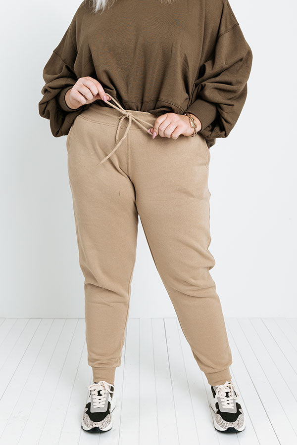 Count On You Joggers In Khaki Curves