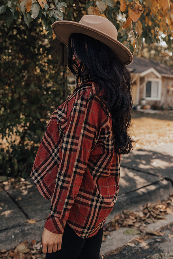 Wait List Plaid Top In Rust