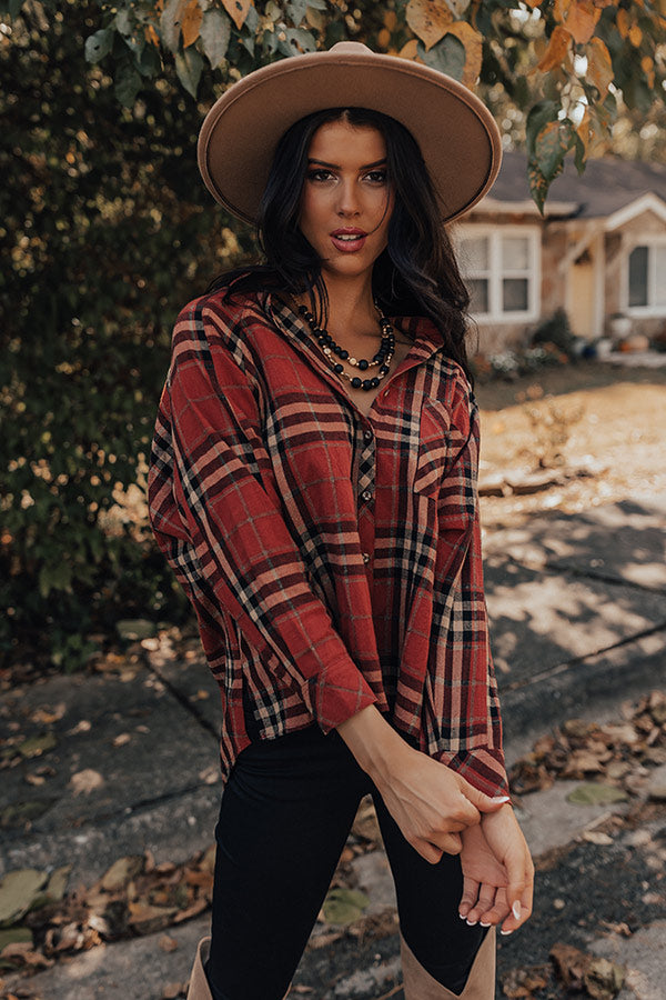 Wait List Plaid Top In Rust