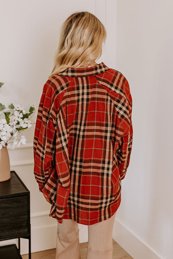 Wait List Plaid Top In Rust