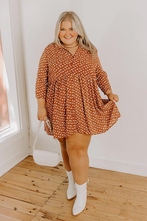 Cherry Mood Tunic Dress In Camel Curves