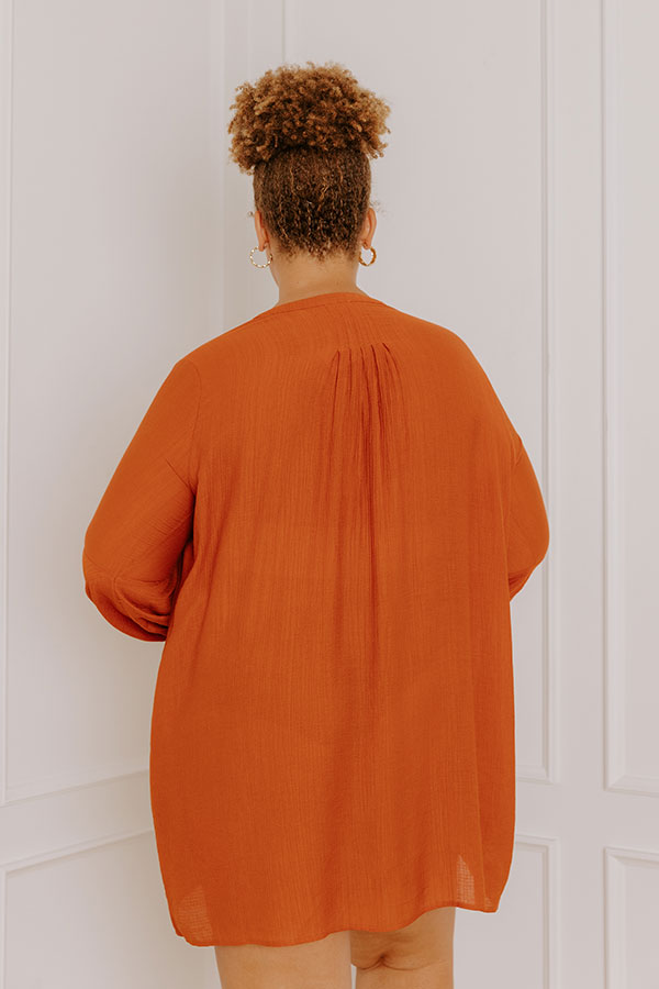 Patio In Paris Shift Dress In Rust Curves