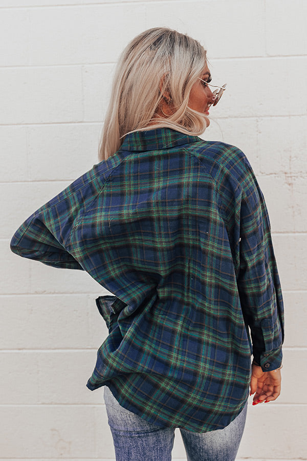 Wait List Plaid Top In Green