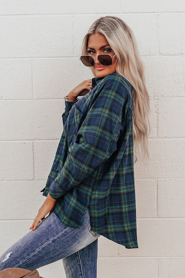 Wait List Plaid Top In Green