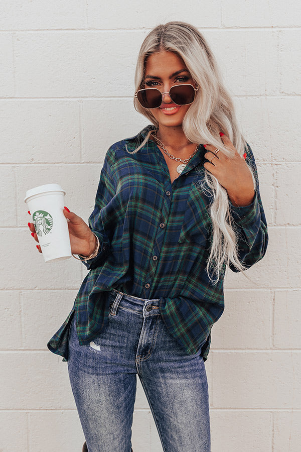 Wait List Plaid Top In Green