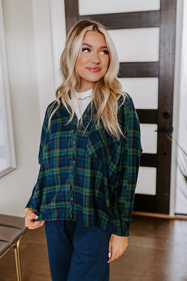 Wait List Plaid Top In Green