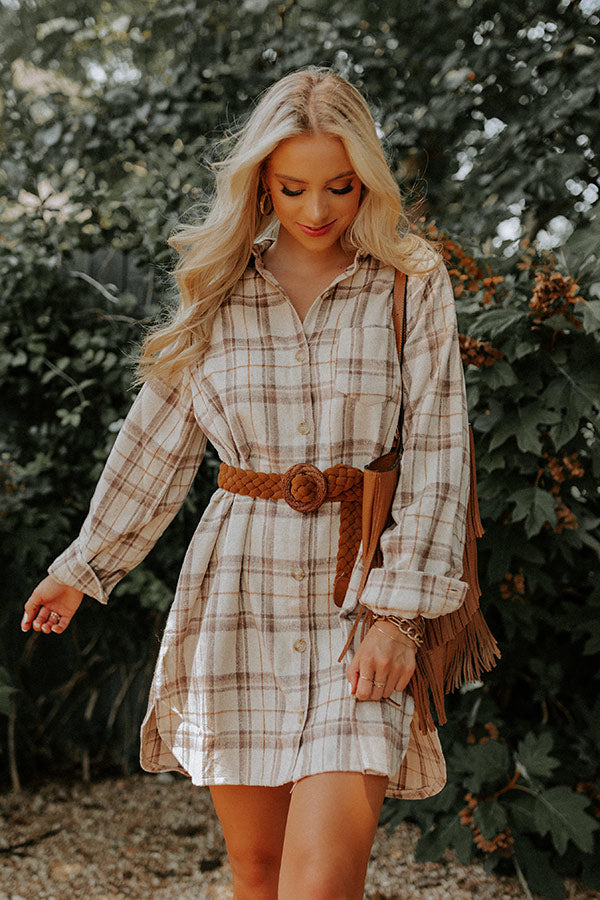 Seasons Keep Changing Flannel Dress In Cream