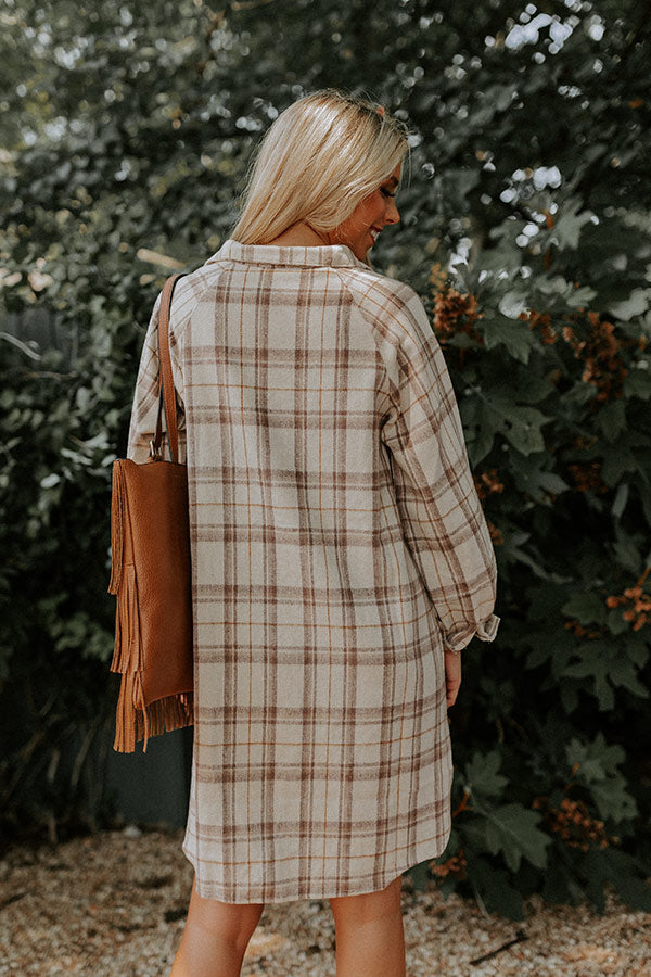Seasons Keep Changing Flannel Dress In Cream