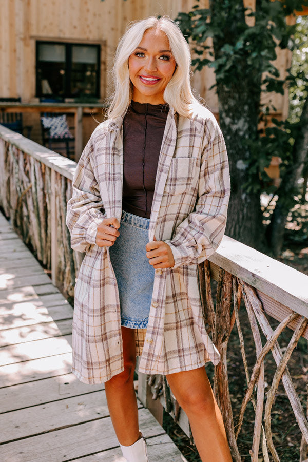 Seasons Keep Changing Flannel Dress In Cream