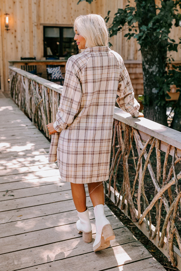 Seasons Keep Changing Flannel Dress In Cream