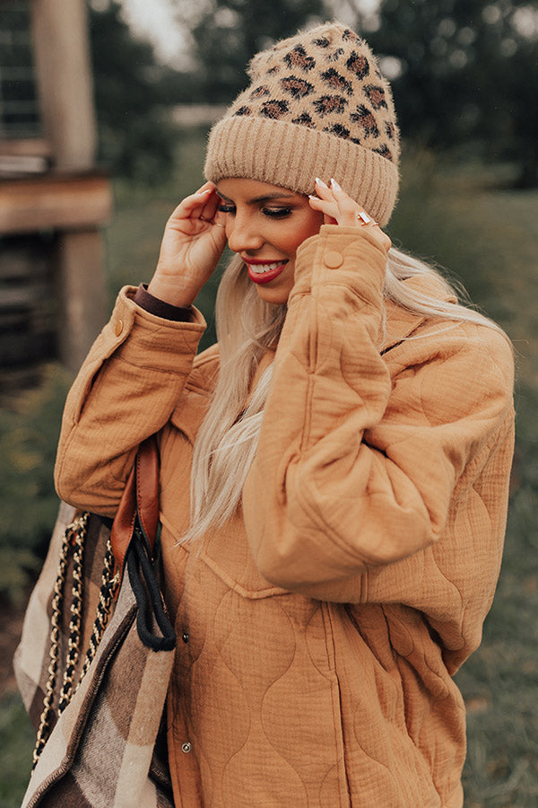 Away To The Alps Leopard Beanie In Brown