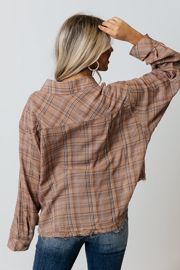 Across The Coast Plaid Top In Latte