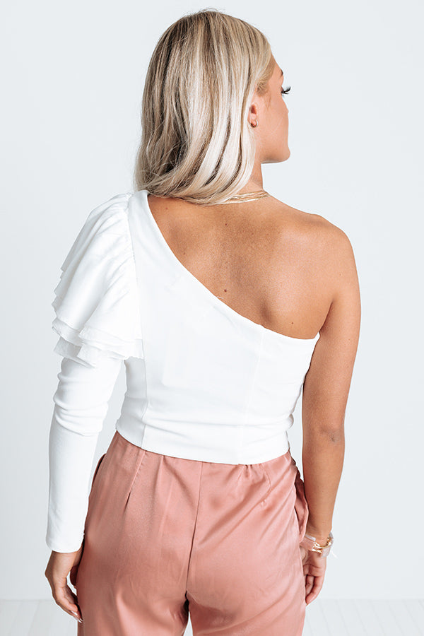 London Proper One Shoulder Top In Ivory