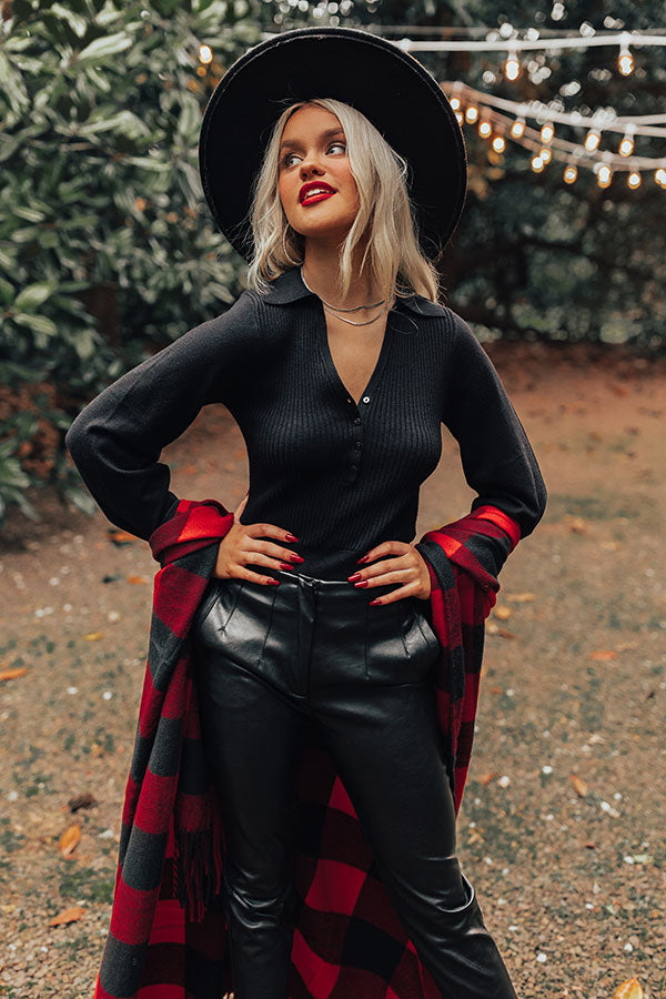 Hot Cocoa And Kisses Bodysuit In Black