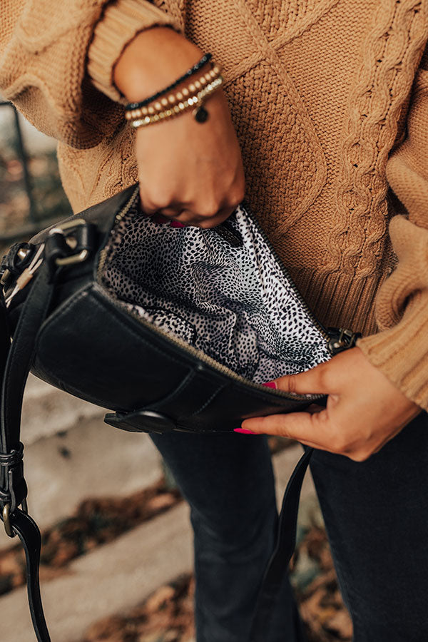 Put You First Faux Leather Crossbody In Black