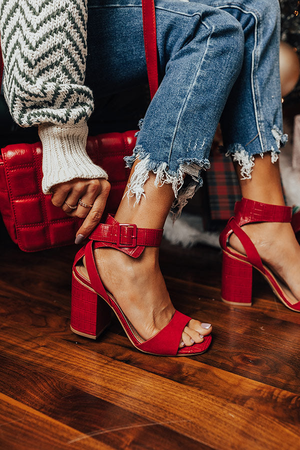 The Misti Faux Suede Heel In Red