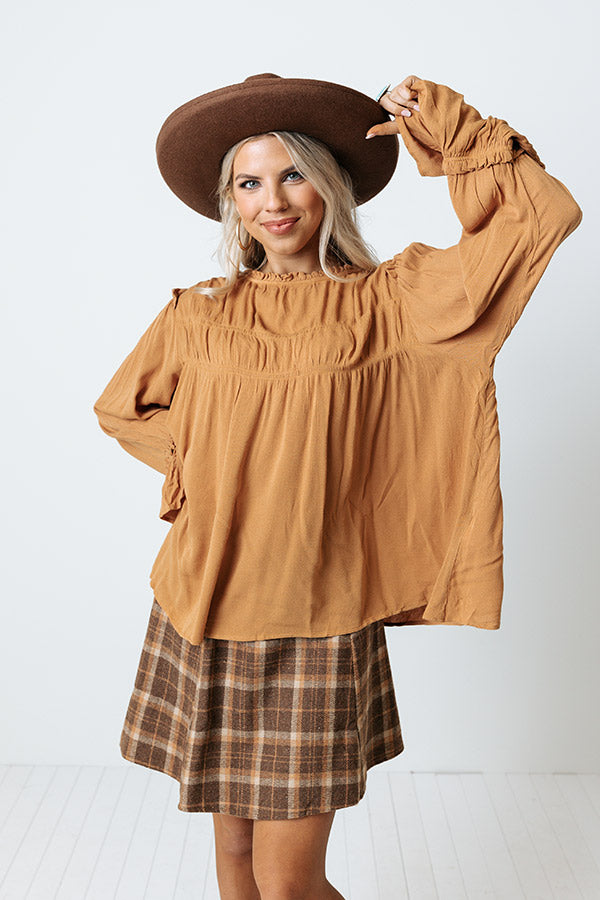 Stay The Course Shift Top In Camel