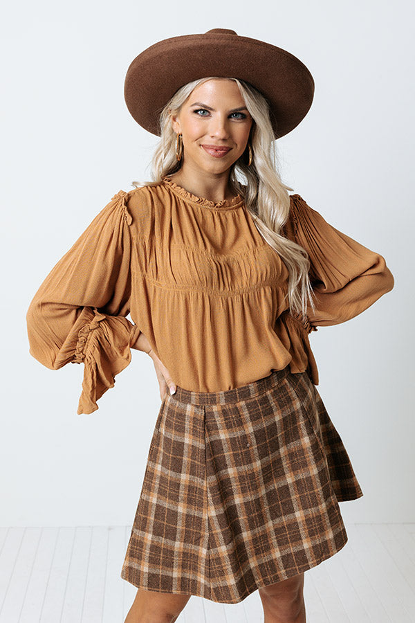 Stay The Course Shift Top In Camel
