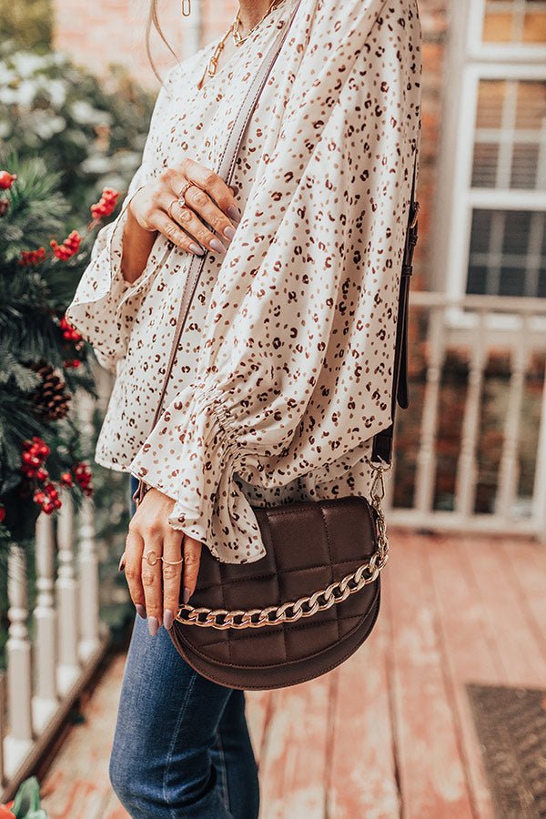 Chance At Love Faux Leather Crossbody In Chestnut