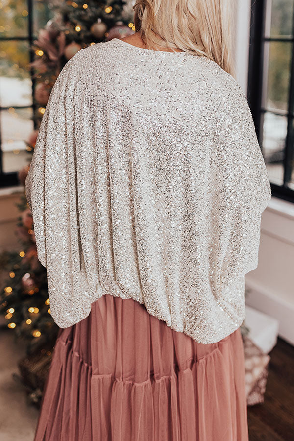 Ritzy Bliss Sequin Cardigan In Silver