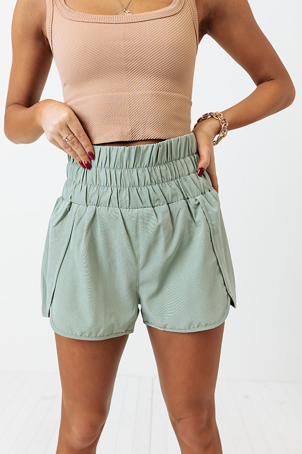 Running Laps High Waist Shorts In Sage