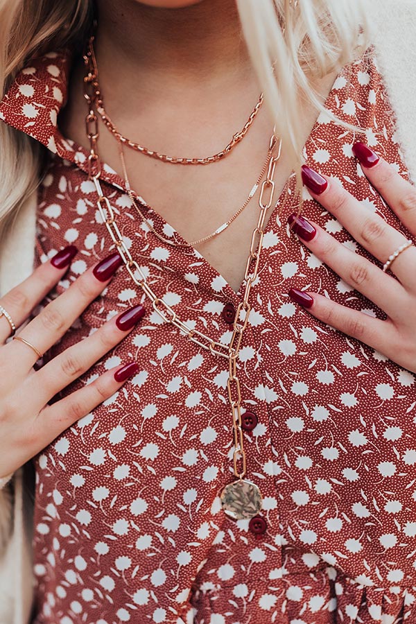 Stunning Ways Layered Link Necklace in Rose Gold