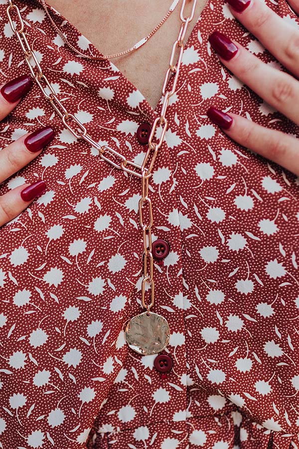 Stunning Ways Layered Link Necklace in Rose Gold