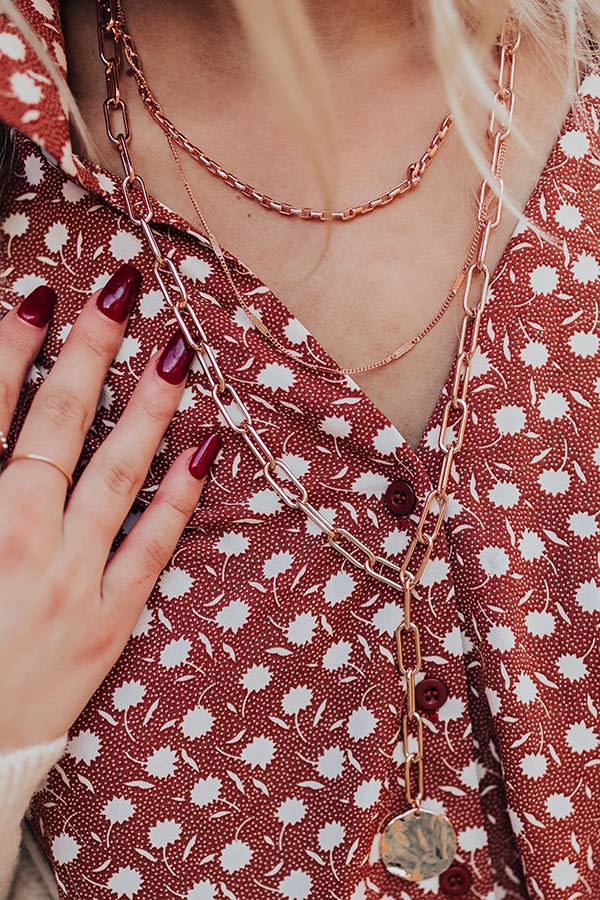 Stunning Ways Layered Link Necklace in Rose Gold