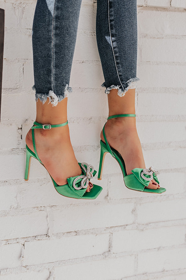 The Essey Satin Heel In Emerald