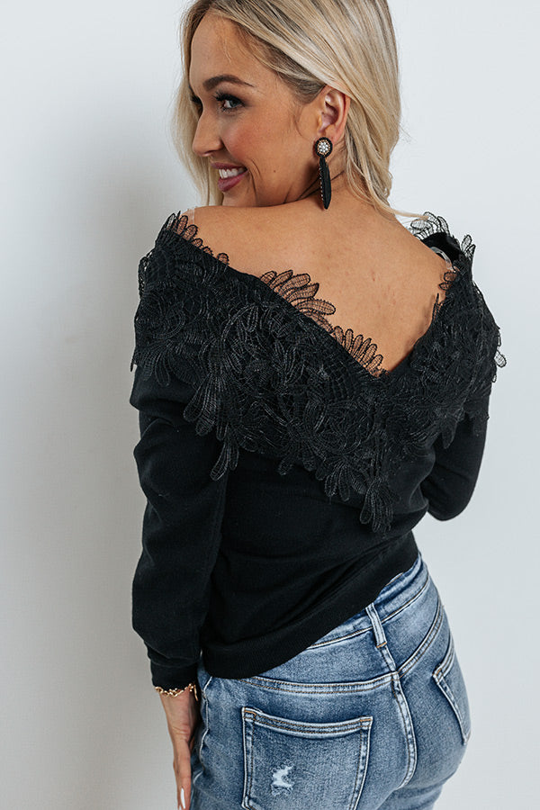 Belong To You Off Shoulder Sweater Top in Black