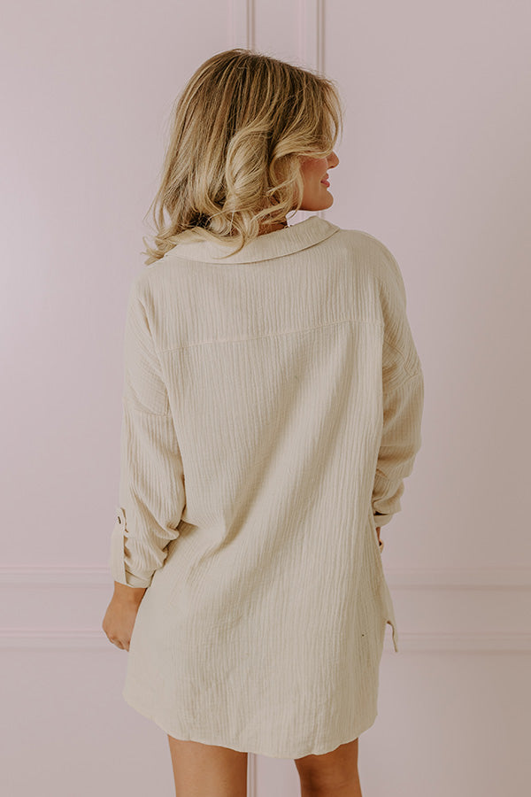 Cozy Reputation Shift Top In Light Beige