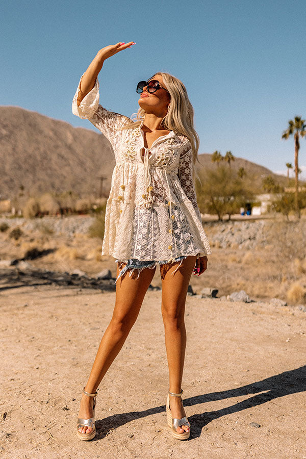 Resort Fling Embellish Lace Top
