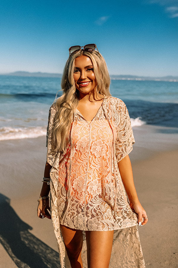 Palms Party Lace Tunic In Light Beige