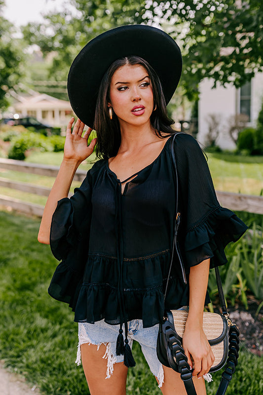 Moonlit Cabana Shift Top In Black
