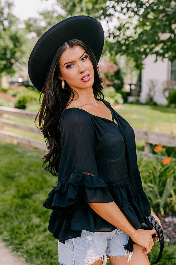 Moonlit Cabana Shift Top In Black