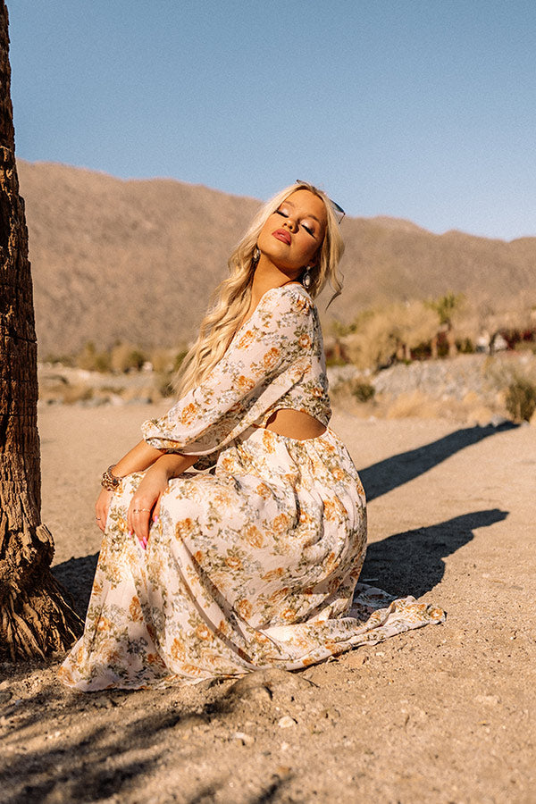 Just In Time Floral Cut Out Midi In Cream