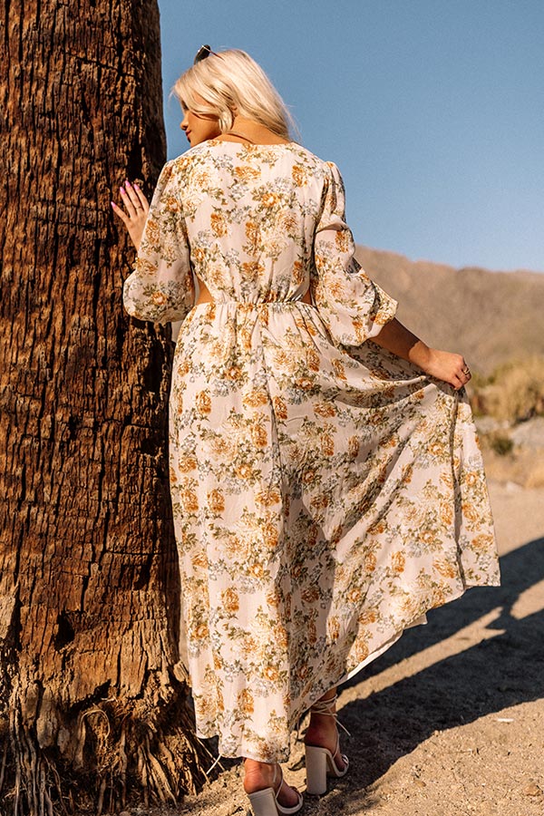 Just In Time Floral Cut Out Midi In Cream