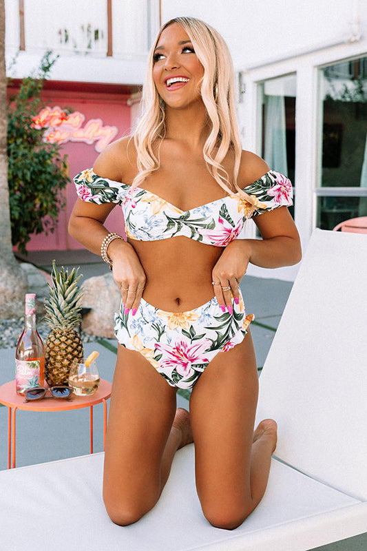 Beauty And Blooms High Waist Bikini Bottom in White