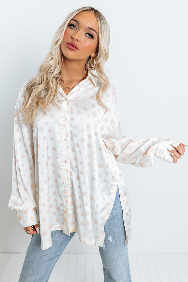 Busy In The City Polka Dot Top in Cream