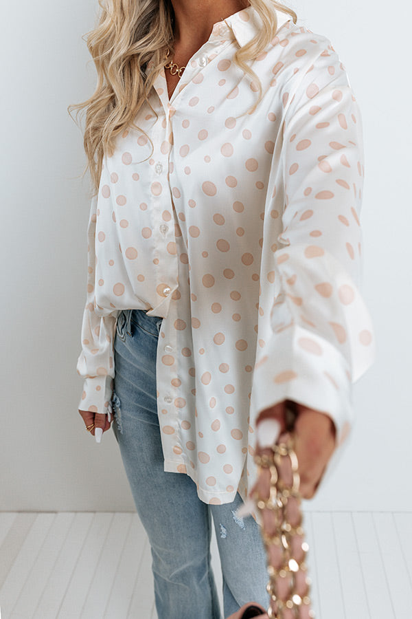 Busy In The City Polka Dot Top in Cream