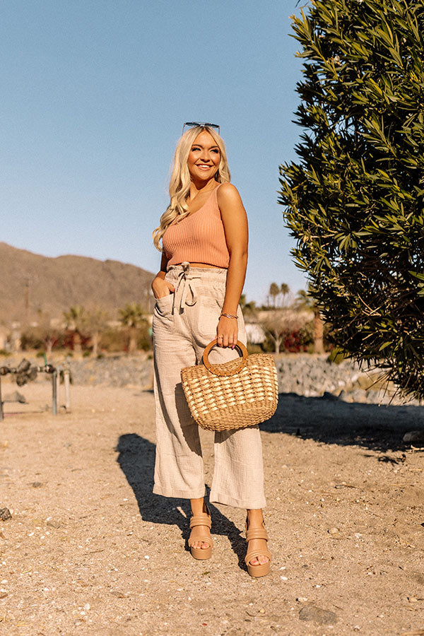 Desert Days Ribbed Tank In Latte
