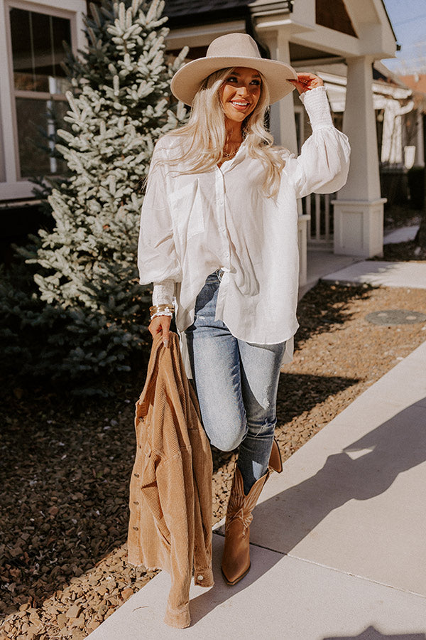 Class And Charm Button Up Top in Ivory