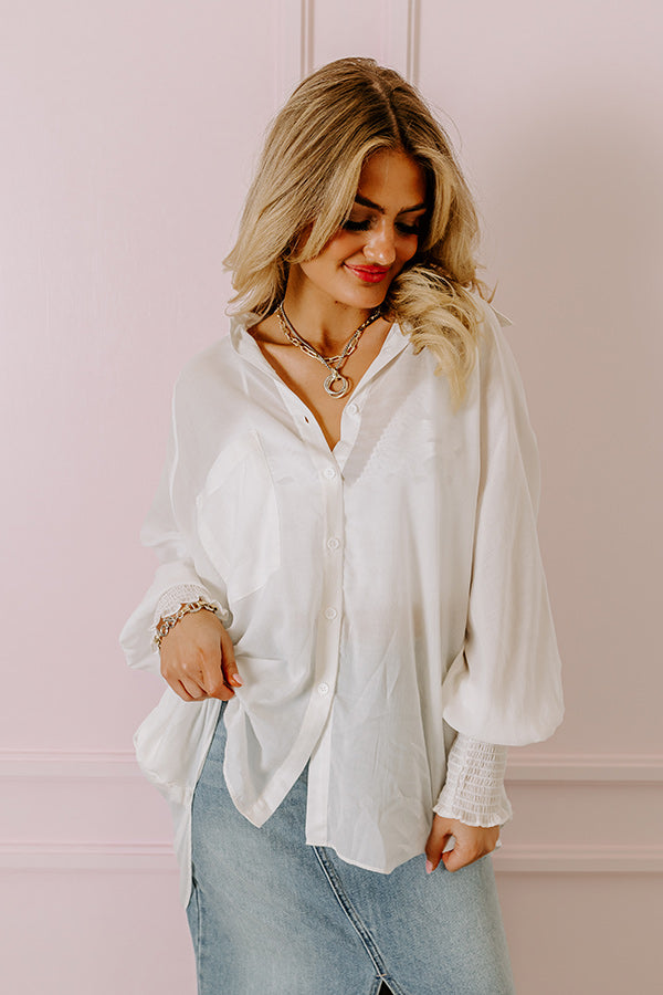 Class And Charm Button Up Top in Ivory