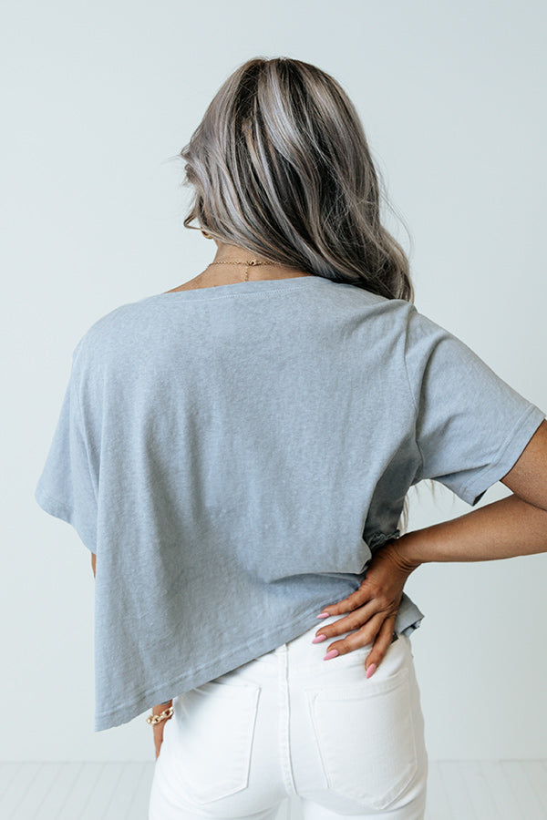 Sweet On Me Front Tie Top In Airy Blue