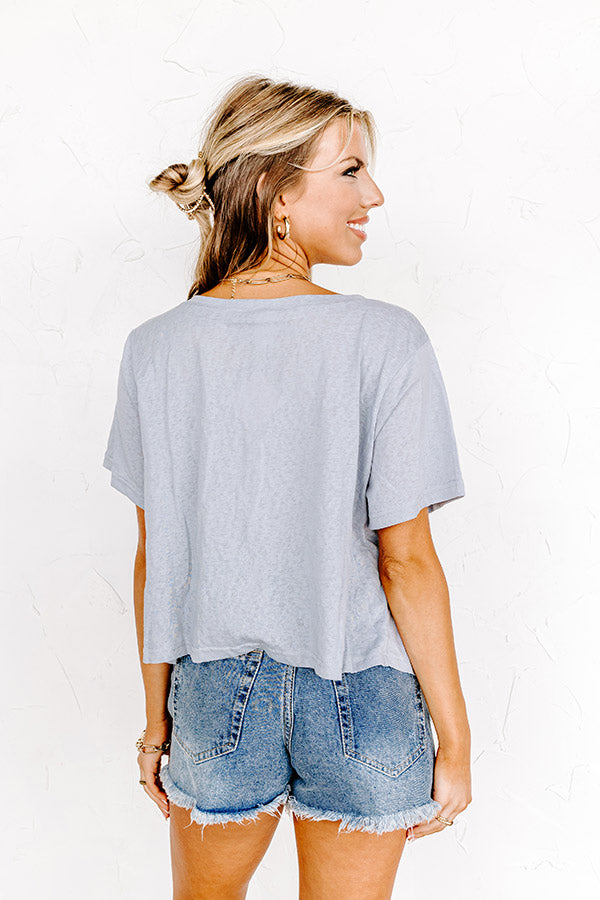 Sweet On Me Front Tie Top In Airy Blue