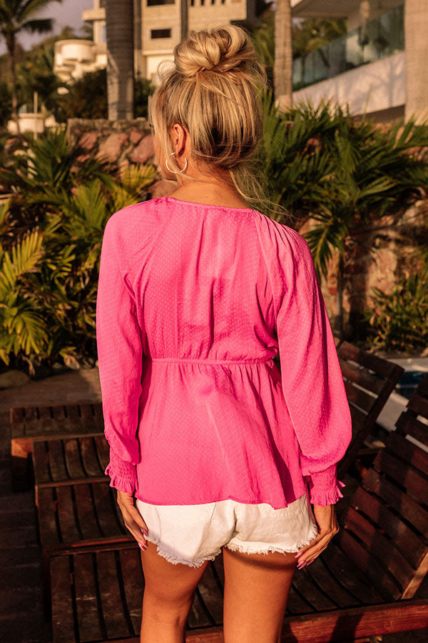 Brighter Than Sunshine Front Tie Top In Hot Pink