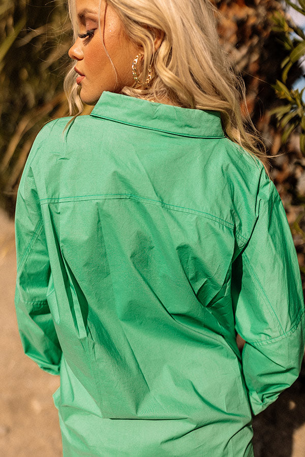 Sending Good Luck Button Up Top In Kelly Green