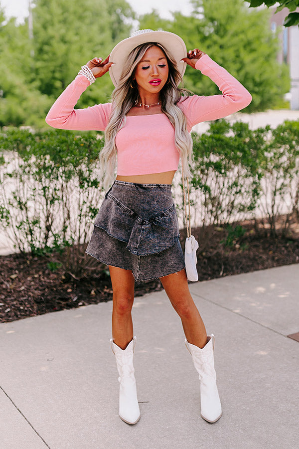 Summer Of Fun Lace Up Crop Top In Pink