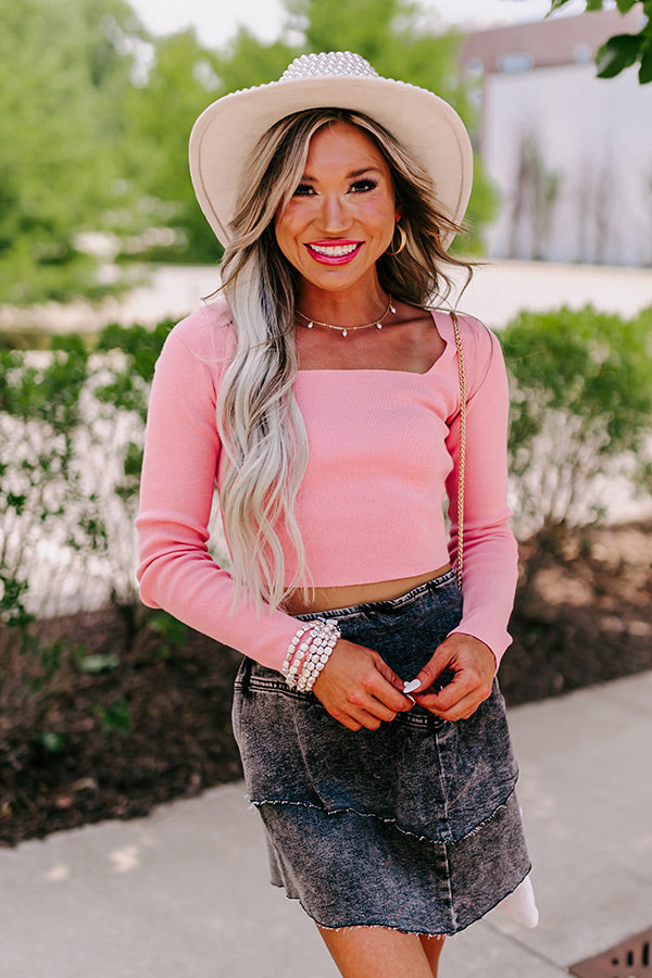 Summer Of Fun Lace Up Crop Top In Pink