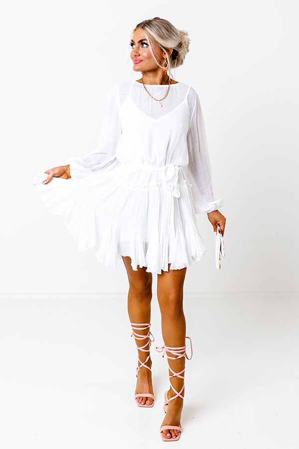 Made To Twirl Ruffle Dress In White